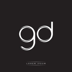 GD Initial Letter Split Lowercase Logo Modern Monogram Template Isolated on Black White