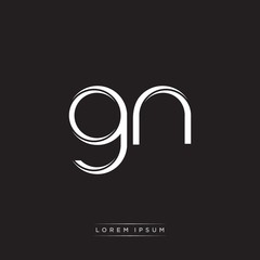 GN Initial Letter Split Lowercase Logo Modern Monogram Template Isolated on Black White