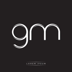 GM Initial Letter Split Lowercase Logo Modern Monogram Template Isolated on Black White