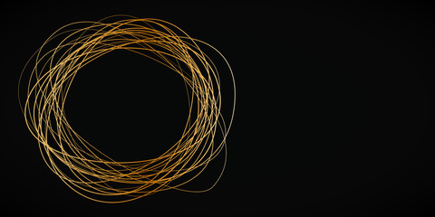 gold round frame on black background