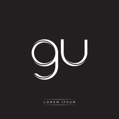 GU Initial Letter Split Lowercase Logo Modern Monogram Template Isolated on Black White