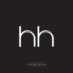 HH Initial Letter Split Lowercase Logo Modern Monogram Template Isolated on Black White