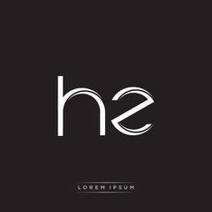 HZ Initial Letter Split Lowercase Logo Modern Monogram Template Isolated on Black White