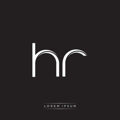 HR Initial Letter Split Lowercase Logo Modern Monogram Template Isolated on Black White