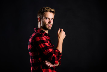 man from the west. after barbershop. charisma. western cowboy portrait. retro male fashion. Vintage style. man checkered shirt. western. man black background. handsome man with beard