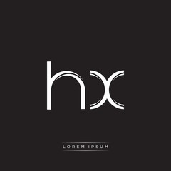 HX Initial Letter Split Lowercase Logo Modern Monogram Template Isolated on Black White