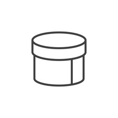 Round box line icon. linear style sign for mobile concept and web design. Closed cardboard box outline vector icon. Delivery symbol, logo illustration. Vector graphics