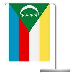 Comoros flag on pole icon