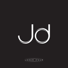 JD Initial Letter Split Lowercase Logo Modern Monogram Template Isolated on Black White