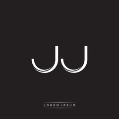 JJ Initial Letter Split Lowercase Logo Modern Monogram Template Isolated on Black White