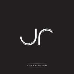 JR Initial Letter Split Lowercase Logo Modern Monogram Template Isolated on Black White