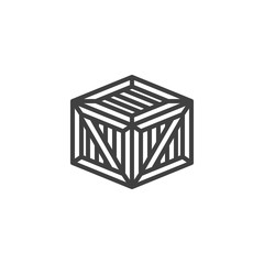 Wooden cargo box line icon. linear style sign for mobile concept and web design. Delivery box shipping outline vector icon. Symbol, logo illustration. Vector graphics