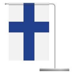 Fototapeta premium Finland flag on pole icon