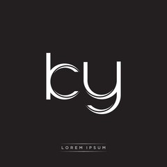 KY Initial Letter Split Lowercase Logo Modern Monogram Template Isolated on Black White