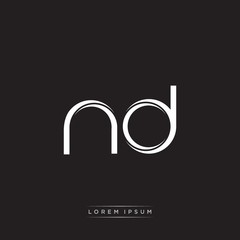 ND Initial Letter Split Lowercase Logo Modern Monogram Template Isolated on Black White