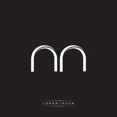 NN Initial Letter Split Lowercase Logo Modern Monogram Template Isolated on Black White