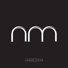 NM Initial Letter Split Lowercase Logo Modern Monogram Template Isolated on Black White