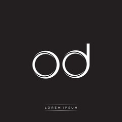 OD Initial Letter Split Lowercase Logo Modern Monogram Template Isolated on Black White