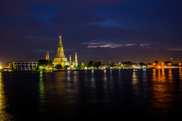 Wat Arun Temple at sunset in bangkok Thailand.