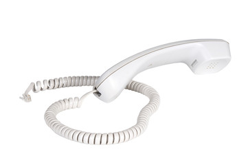 White handset with wire.