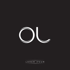 OL Initial Letter Split Lowercase Logo Modern Monogram Template Isolated on Black White