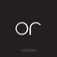 OR Initial Letter Split Lowercase Logo Modern Monogram Template Isolated on Black White