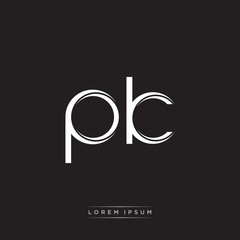 PK Initial Letter Split Lowercase Logo Modern Monogram Template Isolated on Black White
