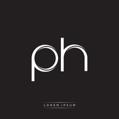 PH Initial Letter Split Lowercase Logo Modern Monogram Template Isolated on Black White