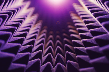 acoustic foam pyramid abstract background with glow light