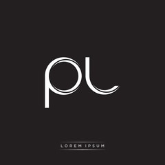 PL Initial Letter Split Lowercase Logo Modern Monogram Template Isolated on Black White