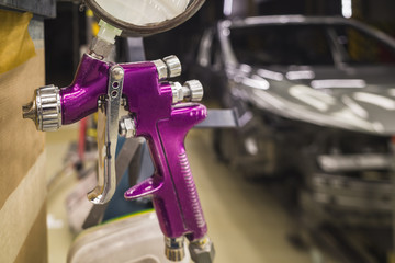 spray guns in the paint shop repair shop