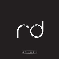 RD Initial Letter Split Lowercase Logo Modern Monogram Template Isolated on Black White