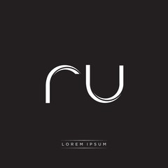 RU Initial Letter Split Lowercase Logo Modern Monogram Template Isolated on Black White