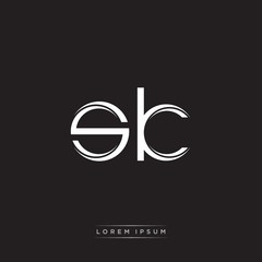 SK Initial Letter Split Lowercase Logo Modern Monogram Template Isolated on Black White