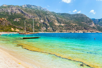 Panoramic island view on amazing bay Ionian Sea