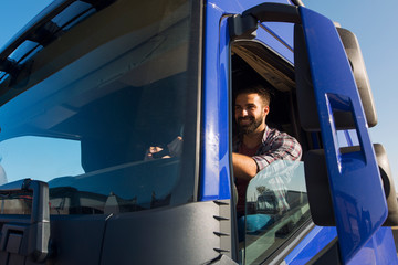 Truck driver occupation. Transportation service.