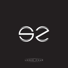 SZ Initial Letter Split Lowercase Logo Modern Monogram Template Isolated on Black White