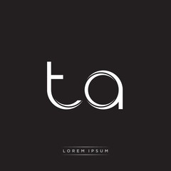 TA Initial Letter Split Lowercase Logo Modern Monogram Template Isolated on Black White
