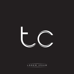 Fototapeta na wymiar TC Initial Letter Split Lowercase Logo Modern Monogram Template Isolated on Black White