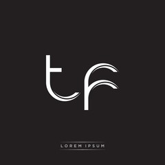 TF Initial Letter Split Lowercase Logo Modern Monogram Template Isolated on Black White