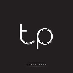 TP Initial Letter Split Lowercase Logo Modern Monogram Template Isolated on Black White