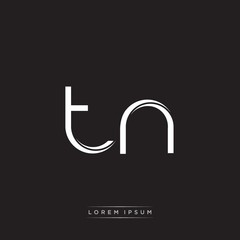 TN Initial Letter Split Lowercase Logo Modern Monogram Template Isolated on Black White