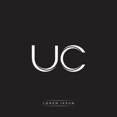 Fototapeta na wymiar UC Initial Letter Split Lowercase Logo Modern Monogram Template Isolated on Black White
