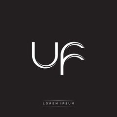 Obraz premium UF Initial Letter Split Lowercase Logo Modern Monogram Template Isolated on Black White