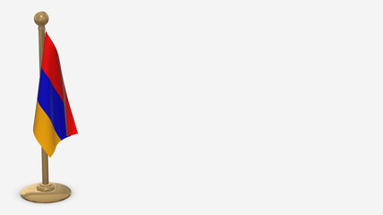 Armenia 3D flag illustration hanging on golden flagpole.