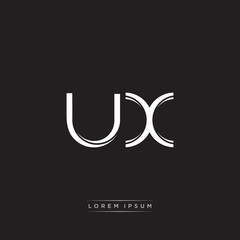 UX Initial Letter Split Lowercase Logo Modern Monogram Template Isolated on Black White
