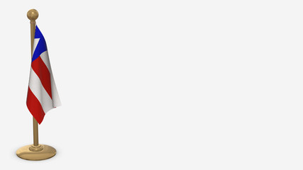 Bahia 3D flag illustration hanging on golden flagpole.