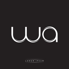 WA Initial Letter Split Lowercase Logo Modern Monogram Template Isolated on Black White