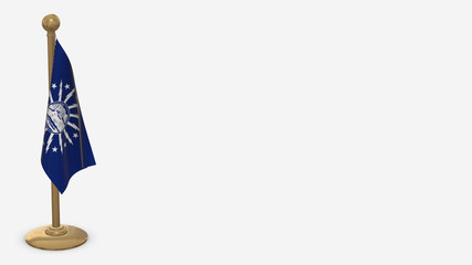 Buffalo New York 3D flag illustration hanging on golden flagpole.