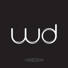 WD Initial Letter Split Lowercase Logo Modern Monogram Template Isolated on Black White